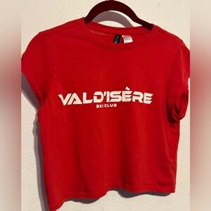Divided Red Val d'Isère Crop Tee